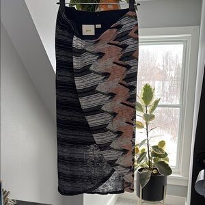 Maeve Navy, Pink and Cream Slit Pencil Maxi Skirt